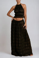 Elara Textured Halter Top Maxi Skirt Set
