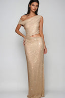 Elaris Diamante One Shoulder Cut Out Maxi Dress
