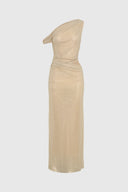 Elaris Diamante One Shoulder Cut Out Maxi Dress