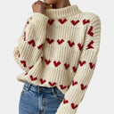 Elira Heart Pattern Cozy Knit Sweater
