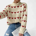 Elira Heart Pattern Cozy Knit Sweater