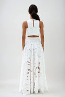 Elira Lace Sleeveless Flower Cutout Maxi Skirt Set