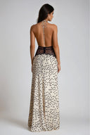 Elira Lace Waist Polka Dot Halter Maxi Dress