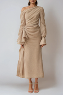 Elora Asymmetric Draped Formal Maxi Dress