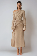 Elora Asymmetric Draped Formal Maxi Dress