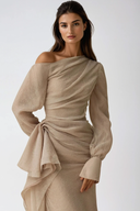 Elora Asymmetric Draped Formal Maxi Dress