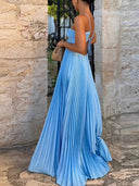 Elora Halter Neck Pleated Midi Occasion Dress