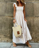 Elora Ruffle Sleeve Plaid Midi dress