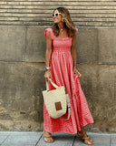 Elora Ruffle Sleeve Plaid Midi dress