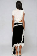 Elowen Asymmetrical Satin Lace Maxi Dress Cutout