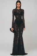 Elowen Long Sleeve Lace Sculpt Maxi Dress