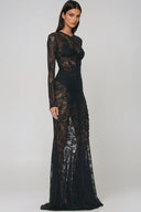 Elowen Long Sleeve Lace Sculpt Maxi Dress