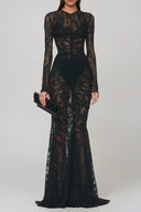 Elowen Long Sleeve Lace Sculpt Maxi Dress
