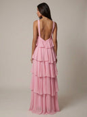 Elowira Ruffle Flowing Halter Maxi Dress
