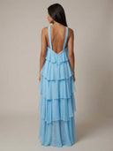 Elowira Ruffle Flowing Halter Maxi Dress