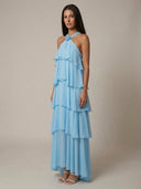 Elowira Ruffle Flowing Halter Maxi Dress