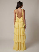 Elowira Ruffle Flowing Halter Maxi Dress