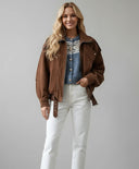 Elowira Suede Biker Jacket Women Oversized Fit