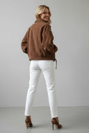 Elowira Suede Biker Jacket Women Oversized Fit