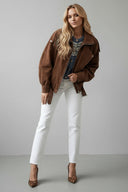 Elowira Suede Biker Jacket Women Oversized Fit