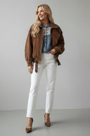 Elowira Suede Biker Jacket Women Oversized Fit