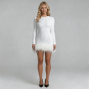 Elsie Feather Trim Mini Dress Cocktail Evening