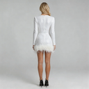 Elsie Feather Trim Mini Dress Cocktail Evening