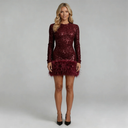 Elsie Feather Trim Mini Dress Cocktail Evening