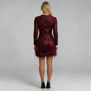 Elsie Feather Trim Mini Dress Cocktail Evening