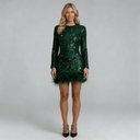 Elsie Feather Trim Mini Dress Cocktail Evening