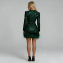 Elsie Feather Trim Mini Dress Cocktail Evening