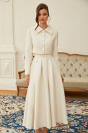 Elvara Faux Pearl Jacket & Pleated Skirt Set