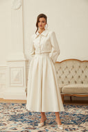 Elvara Faux Pearl Jacket & Pleated Skirt Set