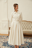 Elvara Faux Pearl Jacket & Pleated Skirt Set
