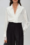 Elvire Lace Detail V Neck Relaxed Fit Shirt