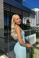 Evelina Sequin Glitter Maxi Dress