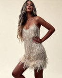 Evelina Statement Feather Mini Dress