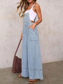 Evie Relaxed Fit Wide Leg Denim Overalls