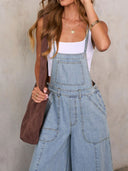 Evie Relaxed Fit Wide Leg Denim Overalls