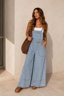 Evie Relaxed Fit Wide Leg Denim Overalls