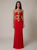 Evie Strapless Cut Out Maxi Dress Formal Evening