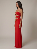 Evie Strapless Cut Out Maxi Dress Formal Evening