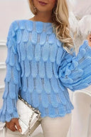 Feather Hollow Loose Bell Sleeve Knit Sweater