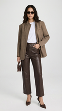 Heliora Structured Plaid Stand Neck Blazer