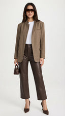 Heliora Structured Plaid Stand Neck Blazer