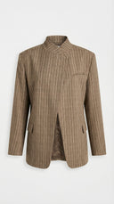 Heliora Structured Plaid Stand Neck Blazer