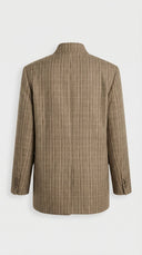 Heliora Structured Plaid Stand Neck Blazer