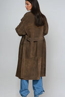 Isla Single Breasted Long Lace Up Suede Coat
