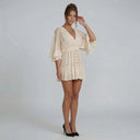 Isla V Neck Lace Mini Dress