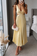Isolde Elegant Pleated Evening Midi Dress